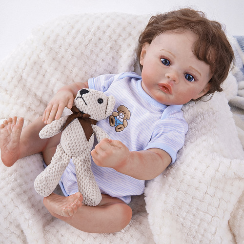 Brastoy Menino Boneco Bebê Reborn Pintada Príncipe Silicone Acessórios 48cm