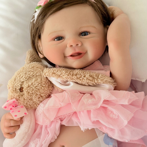 Bebê Reborn Olhos Abertos Corpo Silicone Macio Banho Doll