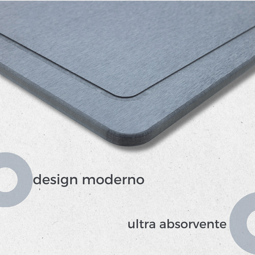 Escorredor De Louça Diatomita 40x30cm Cinza Rápida Absorção