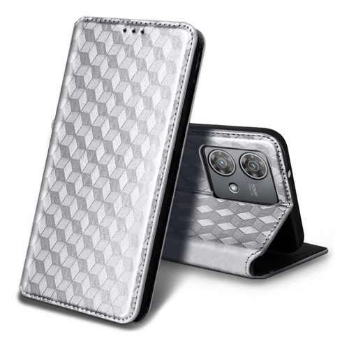 For Motorola Edge 40 Neo Cubic Pattern Pu Wallet Card Case