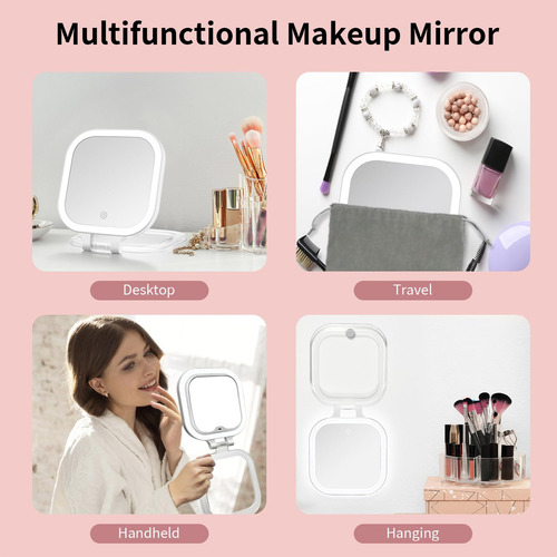 Espejo De Tocador De Maquillaje De Viaje Recargable Con