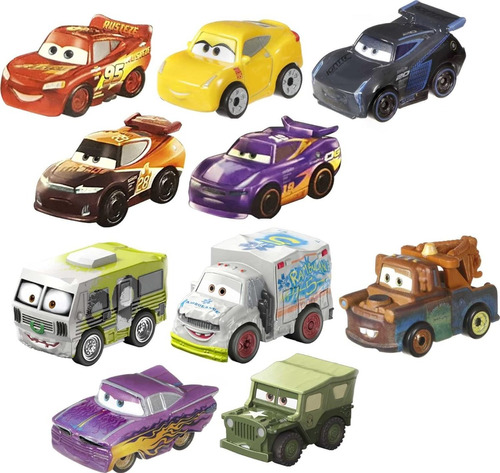 Cars 10 Mini Racers Metal Disney Pixar Mattel