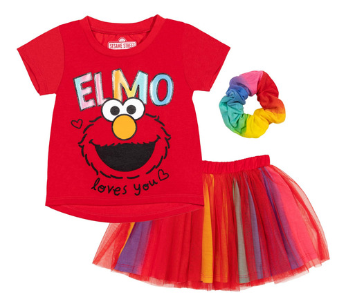 Sesame Street Elmo - Conjunto De Camiseta Gráfica De Malla.