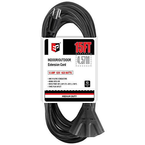 Ep Cable De Extensión Para Exteriores De 15 Pies Con 3 Tomas