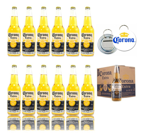 Cerveza Corona Caja 12 Unidades 710 Cm3 Y Llavero Destapador