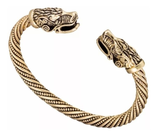 Pulsera Vikinga Dorado Dragon Hombre Moda 2019