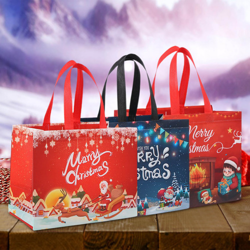 Bolsa De Navidad No Tejida De 6 Piezas W Tote, Bolsa De Comp