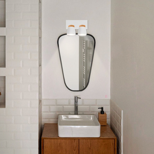Aplique 2 Luces Acero Ideal Baño Con Lamparas Led Buena Luz Estructura Blanco