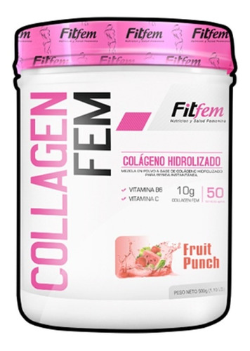 Fitfem Collagen Fem Colágeno Hidrolizado C/ Vitamina C 500gr