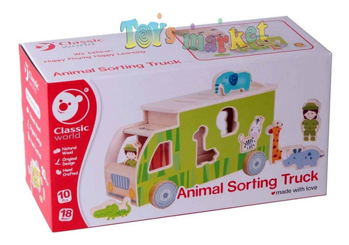 Imagen 4 de 6 de Camión Didáctico Con Animales Madera Encastre Classic World