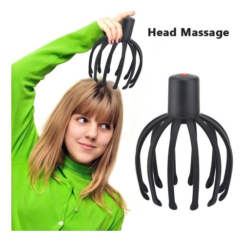 Massageador Elétrico Sem Fio Cabeça Relaxante 3 Velocidades Cor Preto USB