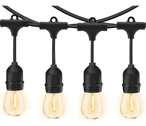 Serie De Luces Led Vintage Exterior Jardin 15 Focos 5 Metros