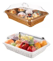 Comprar 2 Cesta Tejida Con Tapa De Ratán Simulado Para Pan Fruta
