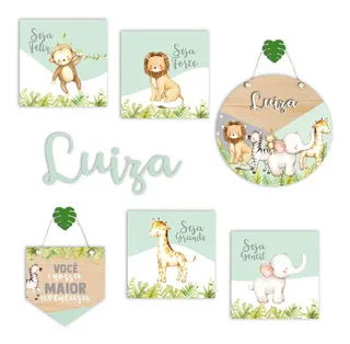 porta maternidade cerquinha safari Kit Placas Porta Maternidade E Nome Safári - Verde