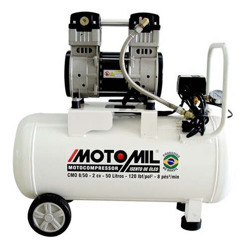 Compressor de ar elétrico portátil Motomil CMO-8/50 BR monofásica 50L 2hp 220V 60Hz branco