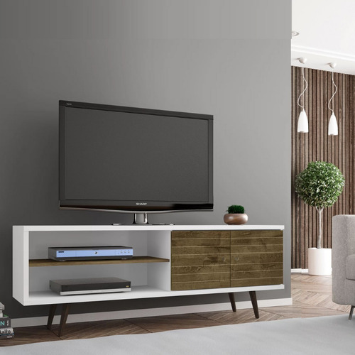 Rack Tv 70 Onix Blanco Rustico