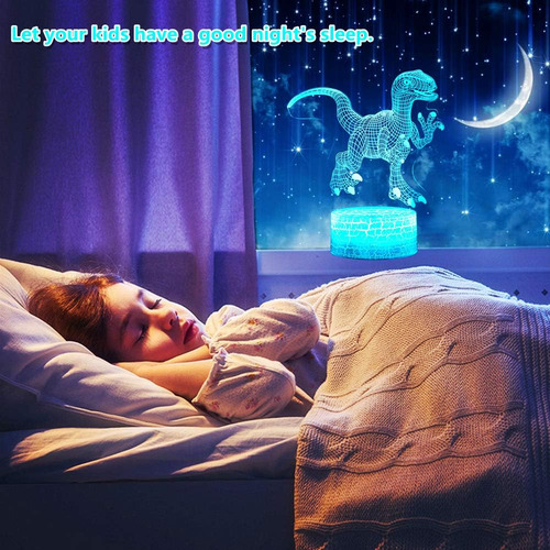 Fufuyou Luz Nocturna De Dinosaurio, Lámpara De Escritorio 3d