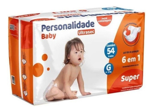 Fralda Personalidade Baby Ultrasec 6 Em 1 54 Unid Tamanho G Gênero Meninos Tamanho Grande (G)