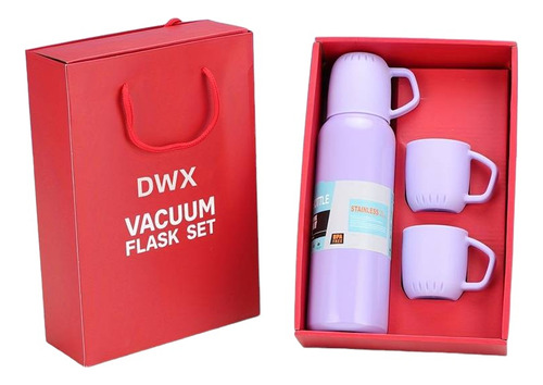 Set Termo 500ml + 3 Tazas Vacuum Flask Térmico Frio Calor 