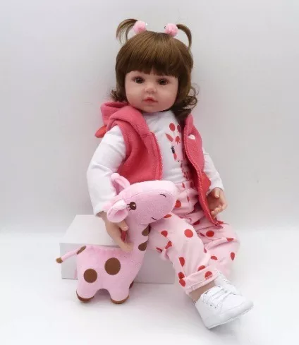 Boneca Bebê Reborn Menina Girafa 48cm Produto No Brasil no Shoptime