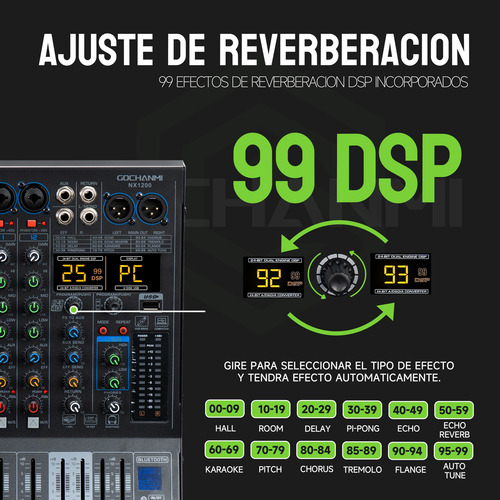 Mezcladora Gc Nx1200 Audio Consola 12 Canales 99dsp Mixer Dj