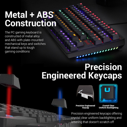 Teclado Mecánico Gamer Rgb Redragon S113 Rainbow.