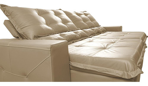 Sofá retráctil de piel auténtica Inbox Toro Bed de 2,35 m. Color: Beige