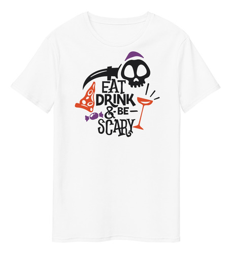 Playera Halloween Eat Drink And Be Scary Caramelos Y Calaver