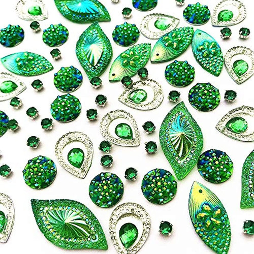 Gemas Verdes Coser En Diamantes De Imitación Facetados 15 P