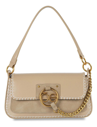 Lady Bag Cloe Para Mujer Detalle Cadena Decorativa Color Beige