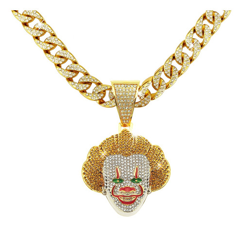 Collar Con Colgante Iced Out Joker Cadena Cubana De Hip Hop