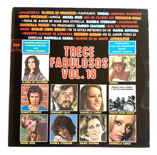 Lp Trece Fabulosos Vol. 18 - Miguel Bose, Roberto Carlos...