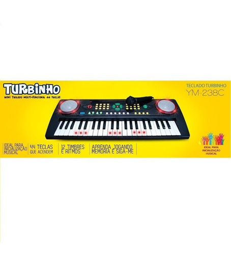 Teclado Mini Infantil 44 Teclas Turbinho Ym238c C/ Microfone