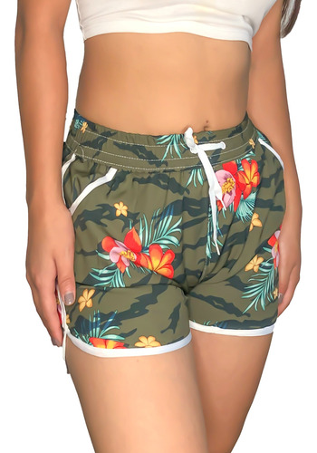 Short Para Playa Corto Dama Con Estampado Con Cordones 