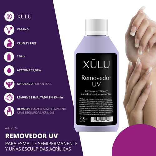Imagen 3 de 5 de Pack X6 Removedor Para Esmalte Semipermanente Uv Xúlu 250cc