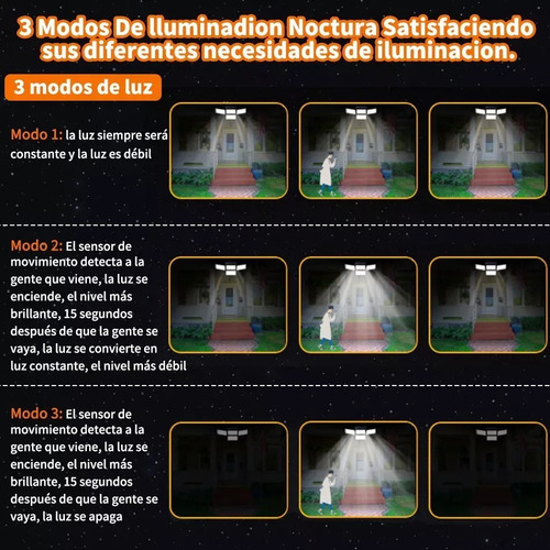 . 192 Led Lámpara Focos Solar De Pared Exteriores Sensor Luz