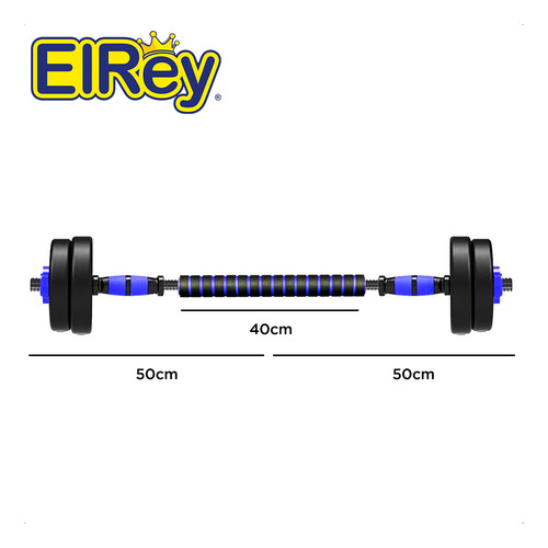 Set 2 Mancuernas + Barra 3en1 + 20kg Disco Pesa Pvc - El Rey