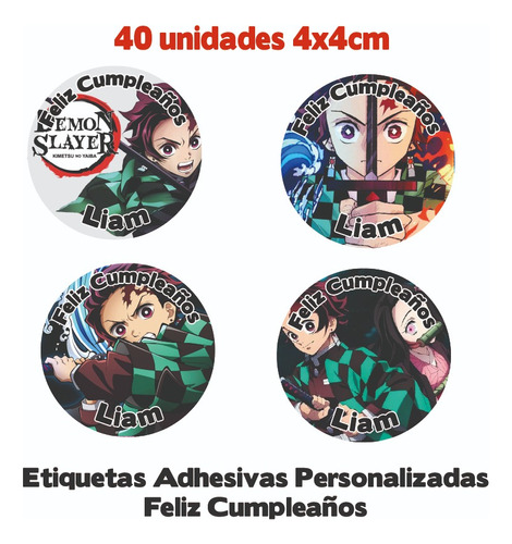 Sticker Circular Para Niños Personalizados Feliz Cumpleaños 