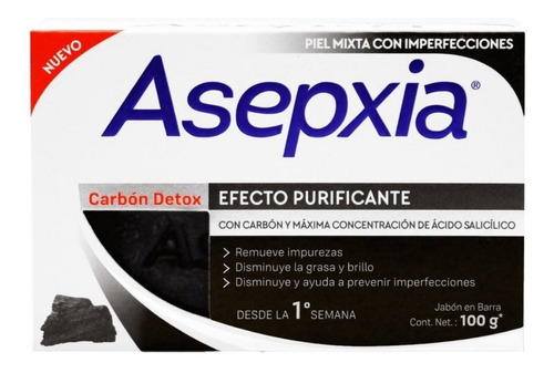 Asepxia detox purificante jabón carbón 100grs