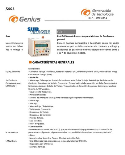 Relet De Protección Genius (25-80amp) 480v