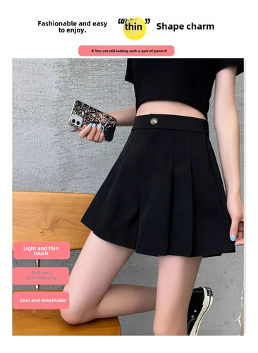 Minifalda Plisada En A De Cintura Alta De Verano Para Mujer