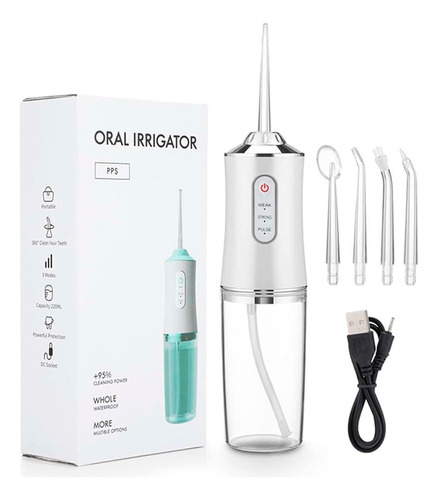 Irrigador Bucal 220ml - Higienização Profunda, 4 Bicos, Usb