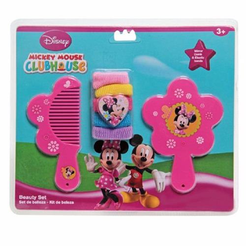 Kit Beleza Com Espelho Pente E Chuquinhas Minnie Disney Rosa