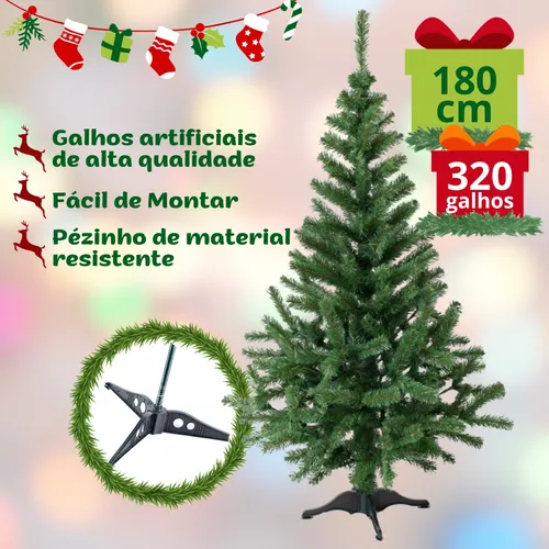 Árvore De Natal 1,80m Grande C/ 320 Galhos Pinheiro De Natal Cor Verde