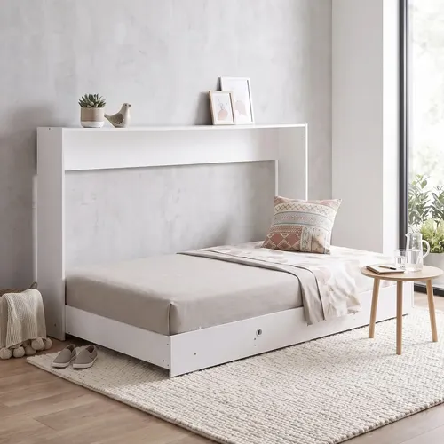 Base De Cama Individual De Pared Color Blanco Kingshouse