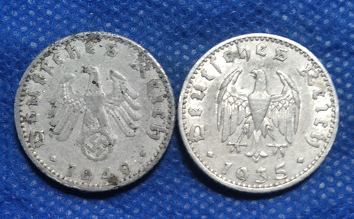 Dos Monedas De 50 Marcos Alemanes, En Aluminio 