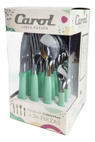 Set 24 Cubiertos Caja Visor Linea Fusion Verde