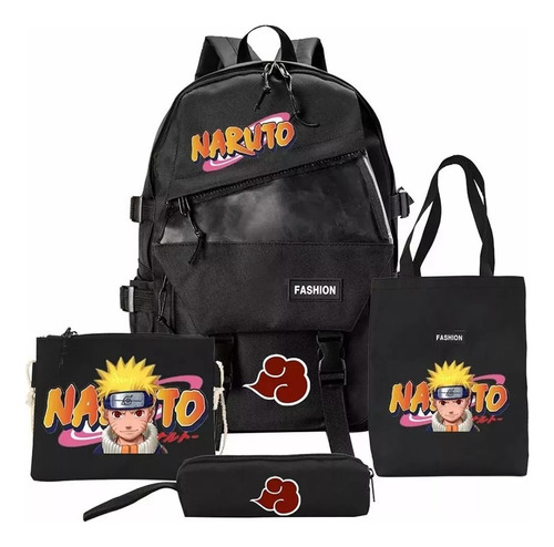 Mochilas Set De 4 Piezas Naruto Anime Escolares Bolso