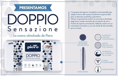 Imagen 3 de 10 de Almohada Inteligente Piero Doppio Espuma Viscoelástica
