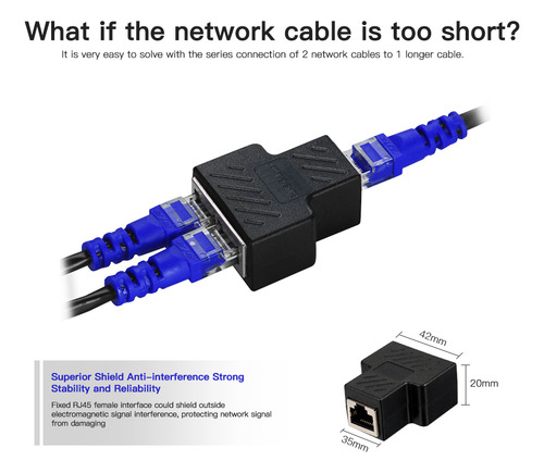 Adaptador Divisor Rj45 De 1 A 2 Puertos Para Cables Ethernet